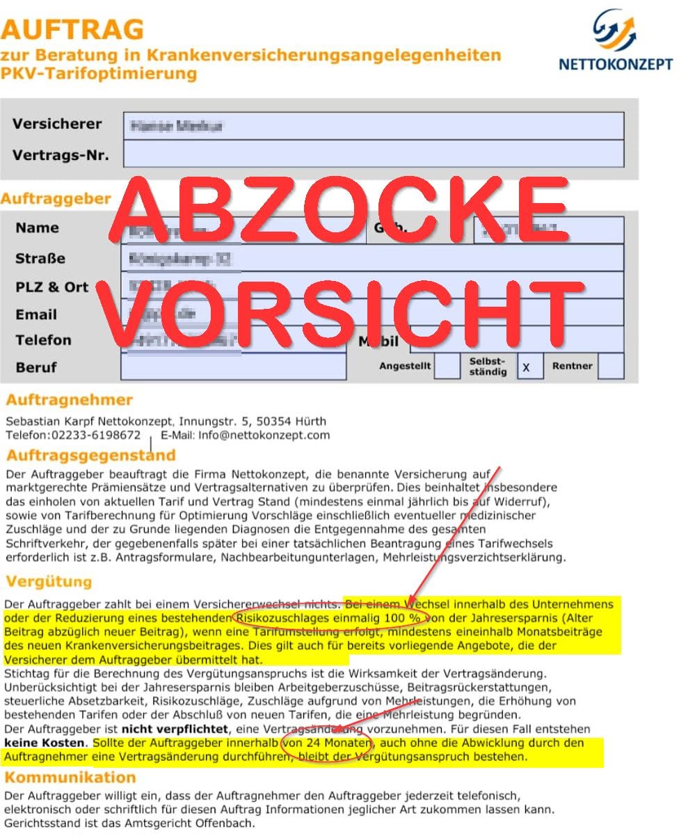 Auftrag PKV Optimierung…Ja SICHER unterzeichne ich so WAS!